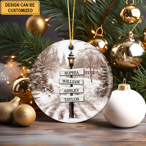 Personalized Retro Street Lamp Family Name Christmas Ornament