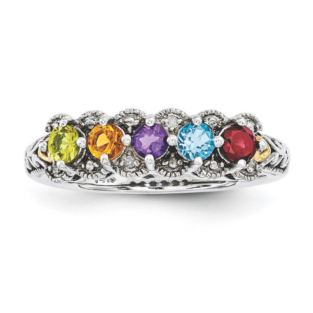 Personalized Grandma Mom Family 2-5 Birthstones Ring