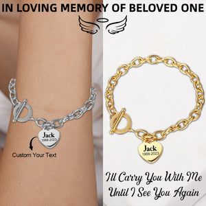 Personalized Heart Bracelet Engraved Memorial Bracelet for Women