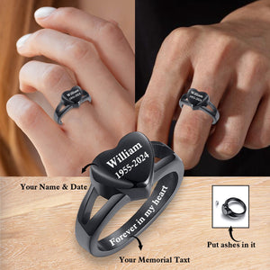 Personalized Stainless Steel Memorial Heart Urn Ring