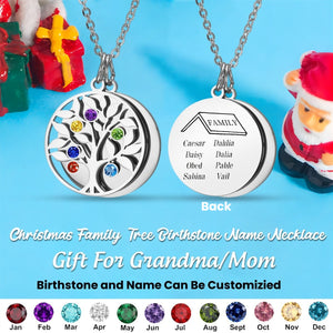 Personalized Grandma Mom 2-8 Family Tree Birthstones Christmas Necklace