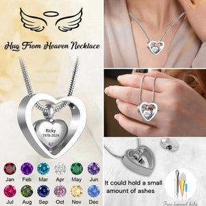 Personalized Memorial Heart Pendant Birthstone Urn Necklace - Gift For Christmas