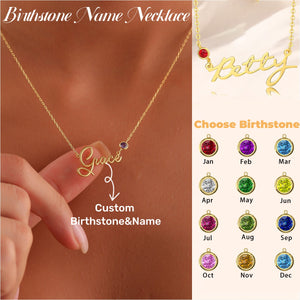 Personalized Memorial Birthstone Name Necklace