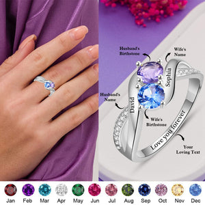 Love You Forever - Personalized Promise Birthstones Ring