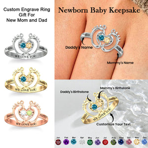 Personalized Baby's First Christmas Birthstones Ring