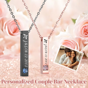 Personalized Custom Text&Symbol Couple Bar Necklace