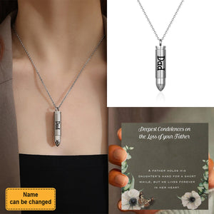 Personalized Bullet Urn Necklace for Ashes , Loss of Dad Gift for Daughter