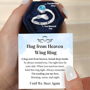 Personalized Hug from Heaven Heart Birthstone Memorial Ring