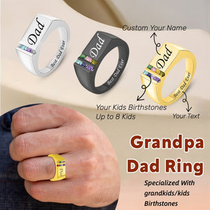 Personalized Grandpa Dad Family Birthstone Ring