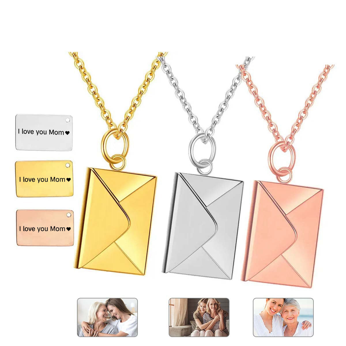 Mother's Day Gift-Custom Love Photo Letter Envelope Necklace