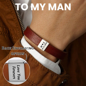 Personalized Custom Initials and Hidden Message Matching Leather Bracelet For Couple