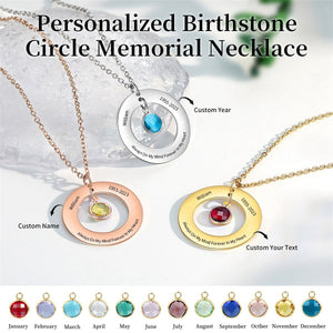 Personalized Birthstone Circle Memorial Necklace