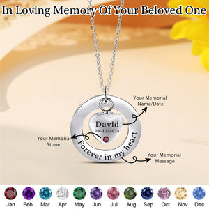 Personalized Circle Heart Pendant Birthstone Memorial Urn Necklace