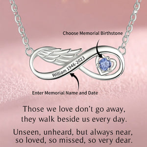 Personalized Name Wing Infinity Birthstone Memorial Necklace