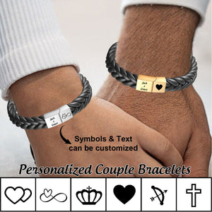 To My Man - Personalized Custom Symbol&Text Leather Bracelet