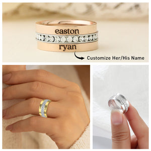 Personalized Engraved Names Stackable Couple Ring