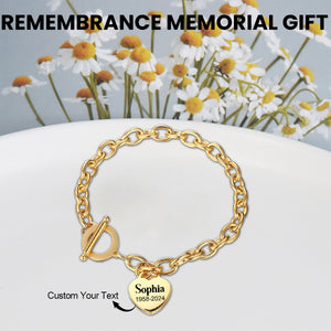 Personalized Heart Bracelet Engraved Memorial Bracelet for Women