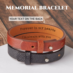 Personalized Engraved Memorial Text Personalized Leather Bracelet