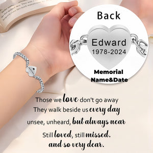 Always in my heart-Personalized Custom Name&Date Heart Urn Memorial Bracelet for Ashes