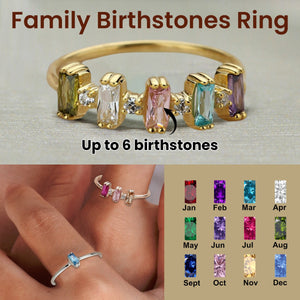 Personalized Grandma Mom Family 1-6 Birthstones Ring - Gift For Christmas