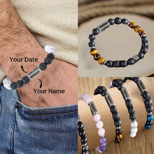 Personalized Custom Two-Sides Memorial Bracelet  - Gift For Lover