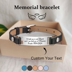 Personalized Engraved Memorial Text Personalized Leather Bracelet