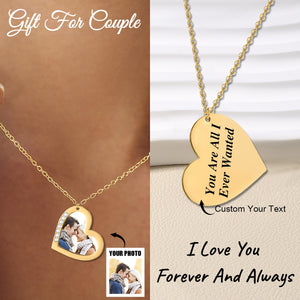 Personalized Photo Heart Necklace - Gift for Couple