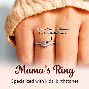 Custom 1-5 Birthstones Grandma Mom Perosnalized Birthstone Ring