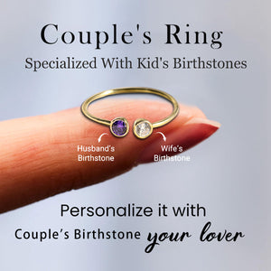 Personalized Couple Promise Double Birthstones Ring - Gift For Christmas