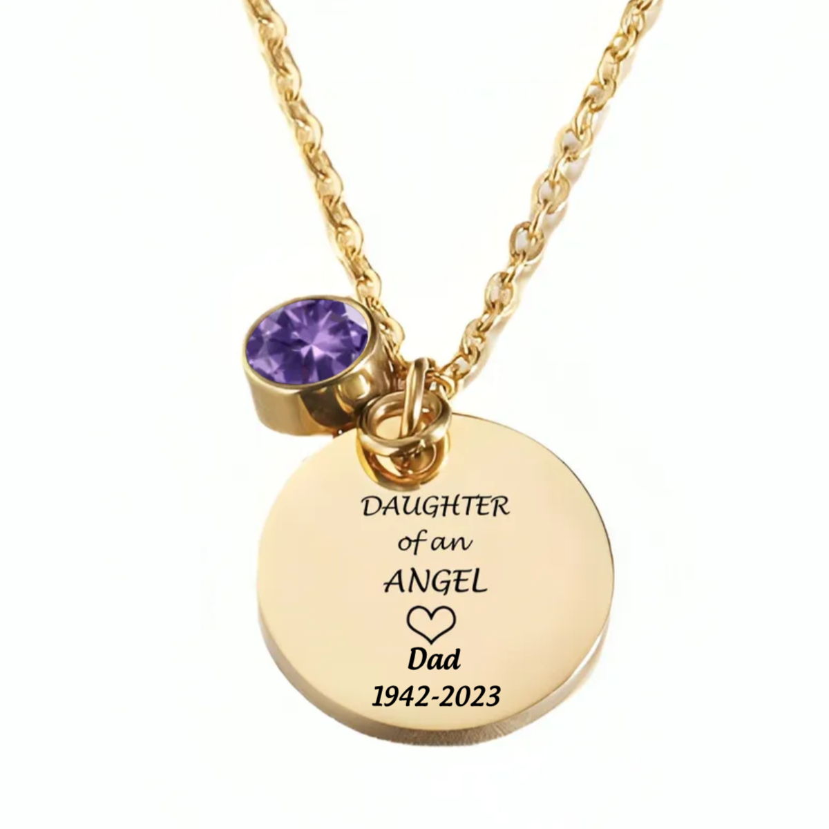 Personalized Memorial Birthstone Necklace, Loss of Dad Gift For Daughter