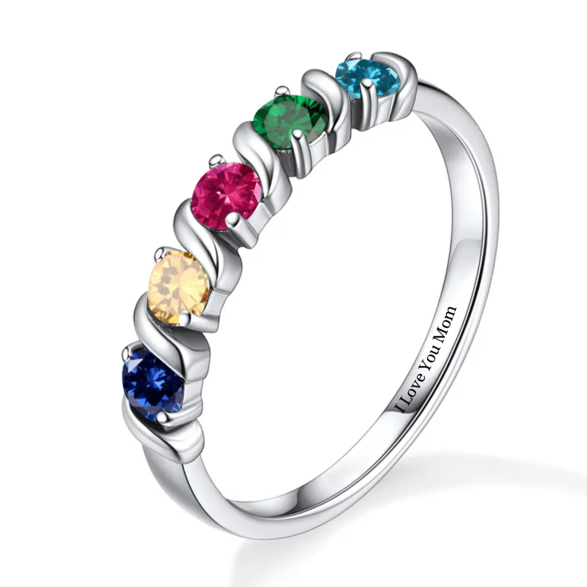 Personalized Multiple Birthstones Ring -  Grandma Mom Family Ring