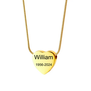 Personalized Memorial Custom Name&Date Heart Urn Necklace