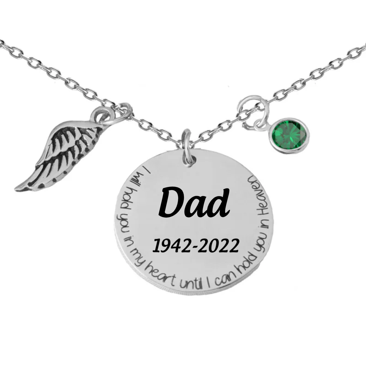 I Will Hold You In My Heart Until I Can Hold You In Heaven Personalized Birthstone Memorial Necklace