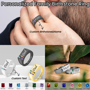 Personalized Grandpa Dad Family Birthstone Ring