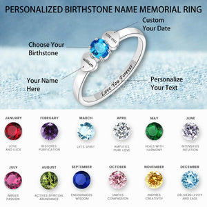 Personalized Birthstone Name Memorial Ring