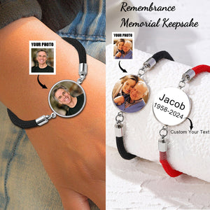 Personalized Round Custom Pictures Text Memorial Bracelet