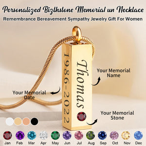 Personalized Birthstone Memorial Bar Urn Necklace