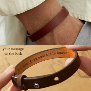 Personalized Engraved Memorial Text Personalized Leather Bracelet