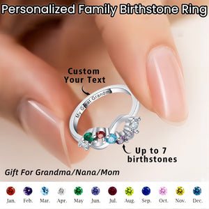 Personalized Grandma Mom Family Birthstone Ring