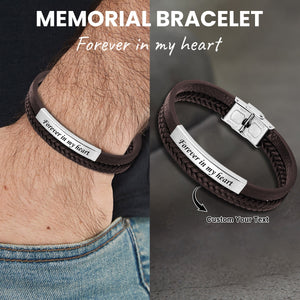 Personalized Engraved Memorial Text Personalized Leather Bracelet