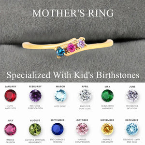 "Mama's Eternal Love" Personalized 1-5 Kids Birthstone Bypass Ring