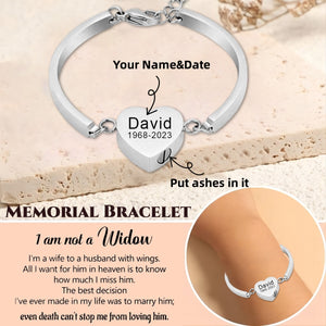 Personalized Custom Name&Date Heart Urn Memorial Bracelet for Ashes