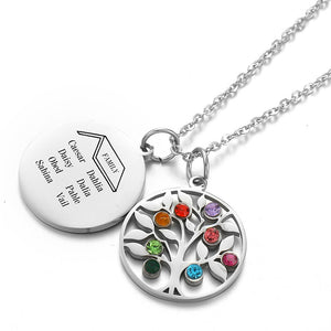 Personalized Grandma Mom 2-8 Family Tree Birthstones Christmas Necklace