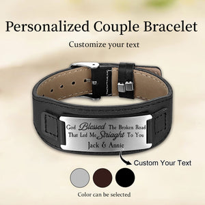 To My Man - Personalized Custom Name Couple Leather Bracelet