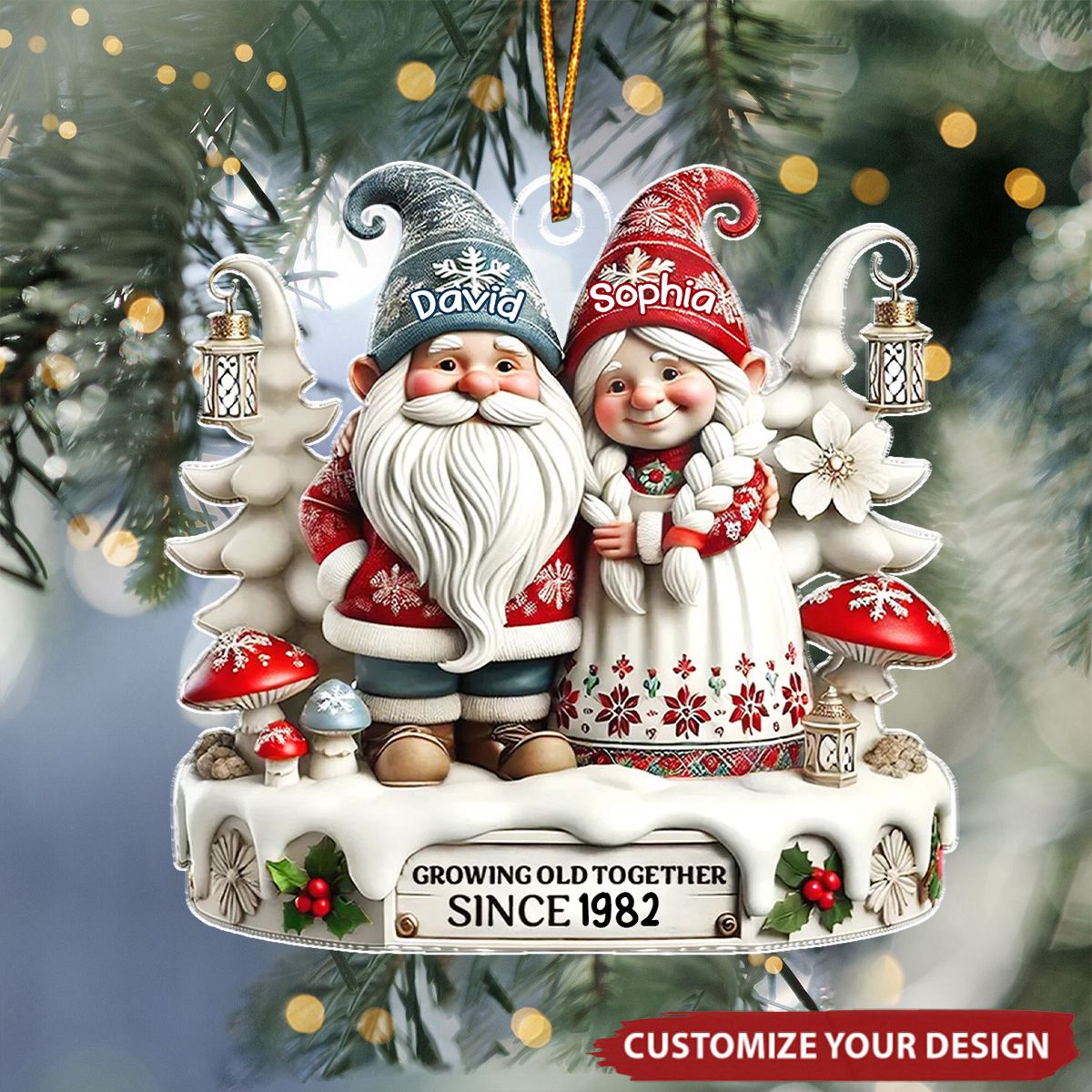 3D Effect Couple Together Personalized Acrylic Ornament-Gift For Couple