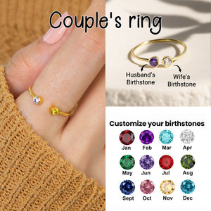 Personalized Couple Promise Double Birthstones Ring - Gift For Christmas