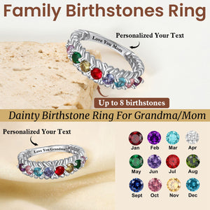 Personalized Grandma Mom Family Birthstone Ring