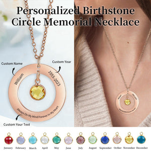 Personalized Birthstone Circle Memorial Necklace