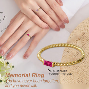 Personalized Twist Baguette Birthstone Memorial Ring - Gift For Christmas