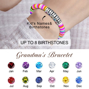 Personalized 1-8 Kids' Names Grandma/Mom Beads Birthstone Family Rainbow Bracelet